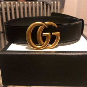 Gucci Women's Leather Belt with Double G Buckle